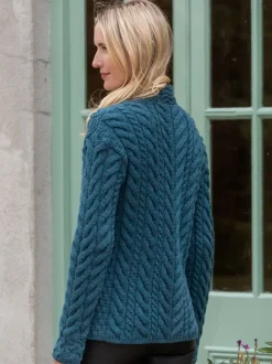 New Sweater Shop Super Soft Merino Wool Aran Cardigan Teal