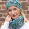 Best Sweater Shop Super Soft Merino Wool Handmade Snood and Hat Set - Turquoise