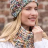 Outlet Sweater Shop Super Soft Merino Wool Handmade Snood and Hat Set - Multicolour