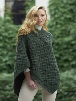 Sale Sweater Shop Super Soft Poncho Army Green