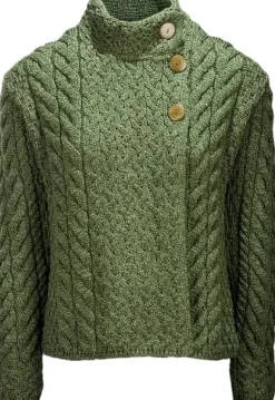 Discount Sweater Shop Supersoft Aran Cardigan with 3 buttons - Green