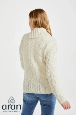 Outlet Sweater Shop Supersoft Button Neck Sweater - Natural