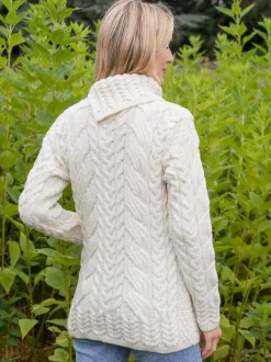 Outlet Sweater Shop Supersoft Button Neck Sweater - Natural