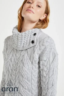Discount Sweater Shop Supersoft Button Neck Sweater - Silver