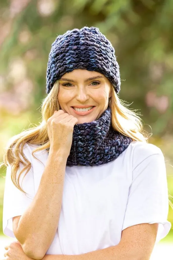 Online Sweater Shop Super-soft Navy mix Snood - Made in Ireland