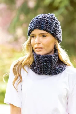 Online Sweater Shop Super-soft Navy mix Snood - Made in Ireland