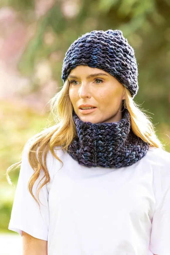 Online Sweater Shop Super-soft Navy mix Snood - Made in Ireland