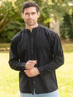 Online Sweater Shop Traditional Grandfather Shirt SW59 Black