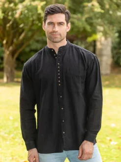 Online Sweater Shop Traditional Grandfather Shirt SW59 Black