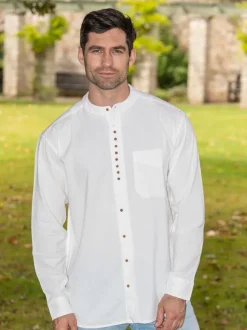 Online Sweater Shop Traditional Grandfather Shirt White