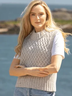 Hot Sweater Shop Trellis Crop Vest Chalk