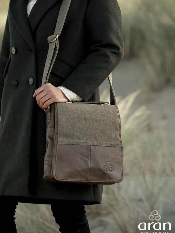Sale Sweater Shop Tweed and Leather Satchel Bag