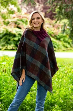 New Sweater Shop Tweed Poncho with purple collar - Made in Ireland