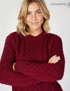 Online Sweater Shop Unisex Heavyweight Aran Sweater Claret