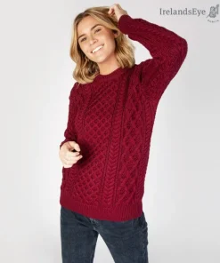 Online Sweater Shop Unisex Heavyweight Aran Sweater Claret