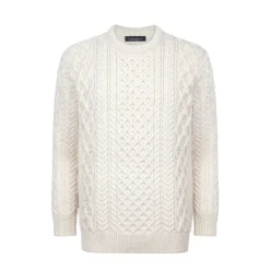 Online Sweater Shop Unisex Heavyweight Aran Sweater - Natural