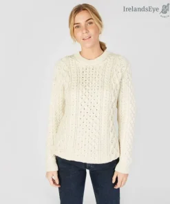 Online Sweater Shop Unisex Heavyweight Aran Sweater - Natural
