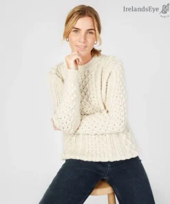 Online Sweater Shop Unisex Heavyweight Aran Sweater - Natural