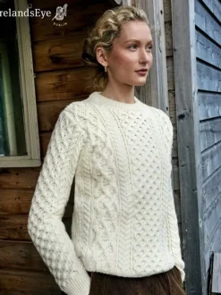 Online Sweater Shop Unisex Heavyweight Aran Sweater - Natural