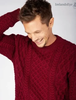 Hot Sweater Shop Unisex Heavyweight Aran Sweater Claret