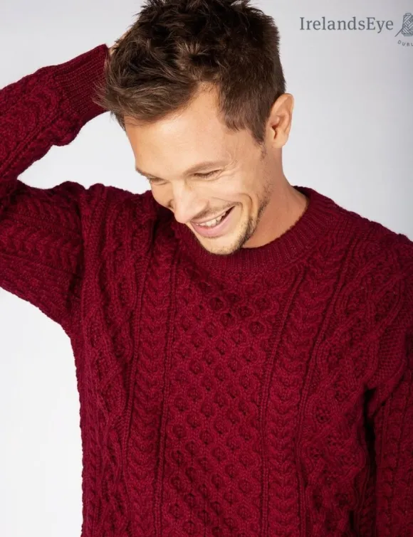 Hot Sweater Shop Unisex Heavyweight Aran Sweater Claret