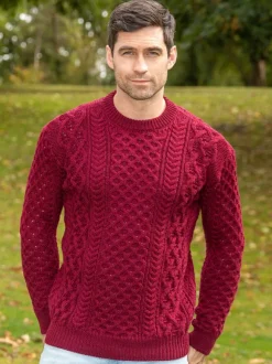 Hot Sweater Shop Unisex Heavyweight Aran Sweater Claret