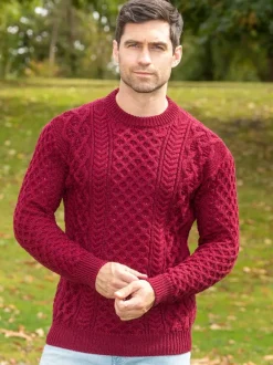 Hot Sweater Shop Unisex Heavyweight Aran Sweater Claret