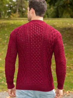 Hot Sweater Shop Unisex Heavyweight Aran Sweater Claret