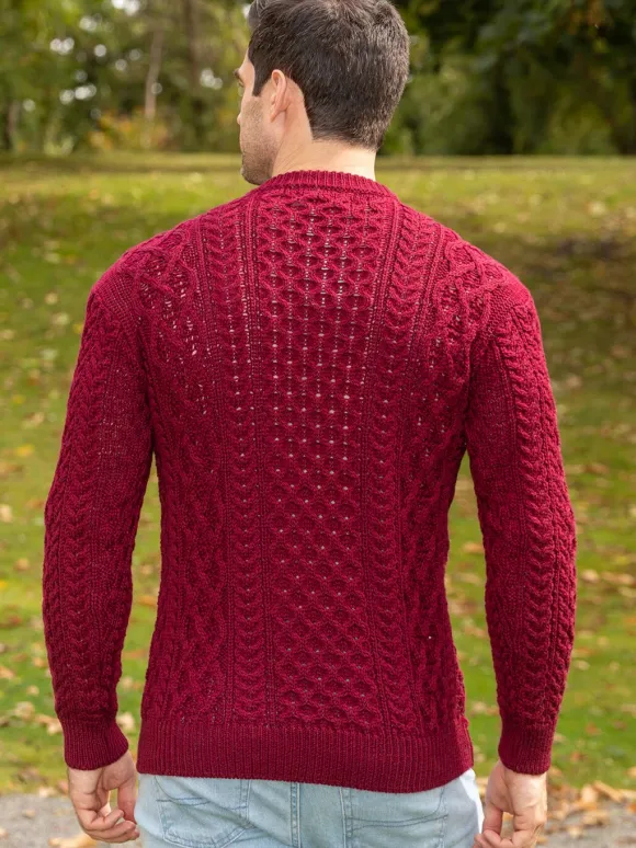 Hot Sweater Shop Unisex Heavyweight Aran Sweater Claret