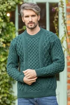 Fashion Sweater Shop Unisex Heavyweight Aran Sweater Evergreen