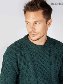 Fashion Sweater Shop Unisex Heavyweight Aran Sweater Evergreen