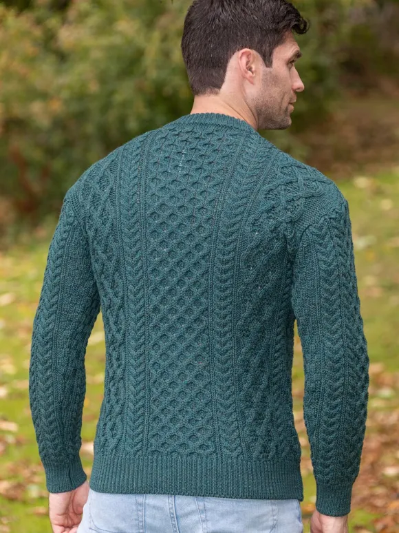 Fashion Sweater Shop Unisex Heavyweight Aran Sweater Evergreen