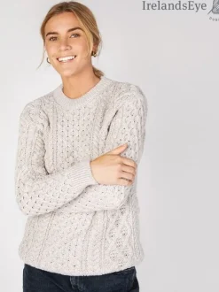 Best Sweater Shop Unisex Heavyweight Aran Sweater Silver Marl