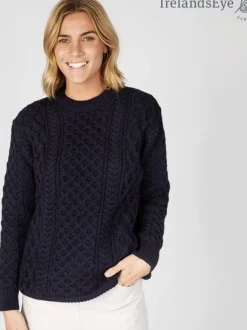 Hot Sweater Shop Unisex Heavyweight Aran Sweater Navy Marl