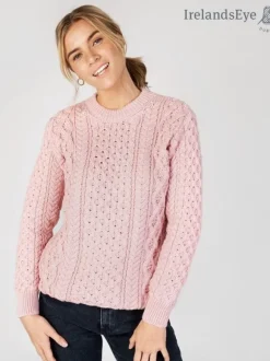 Hot Sweater Shop Unisex Heavyweight Aran Sweater Pink