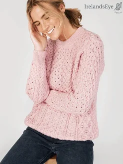 Hot Sweater Shop Unisex Heavyweight Aran Sweater Pink