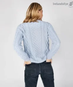 Clearance Sweater Shop Unisex Heavyweight Aran Sweater Ice Blue