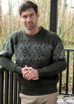 Clearance Sweater Shop Unisex Jacquard Army 100% Merino Wool