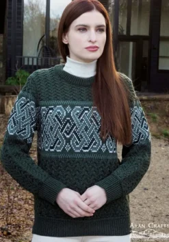 Clearance Sweater Shop Unisex Jacquard Army 100% Merino Wool
