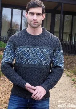 Online Sweater Shop Unisex Jacquard Sweater Charcoal