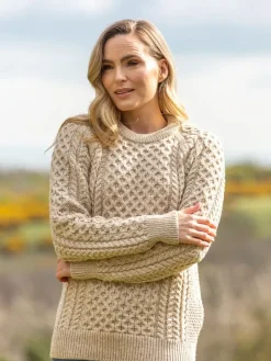 Sale Sweater Shop Unisex Merino Wool Aran Sweater - Parsnip