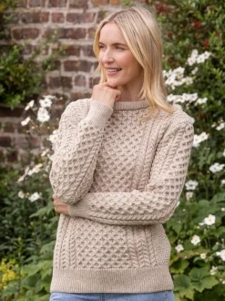 Sale Sweater Shop Unisex Merino Wool Aran Sweater - Parsnip