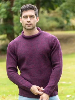Fashion Sweater Shop Unisex Roll Neck Sweater Merino Wool Dark Berry