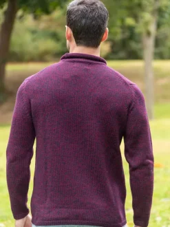 Fashion Sweater Shop Unisex Roll Neck Sweater Merino Wool Dark Berry