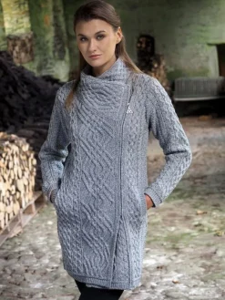 Sale Sweater Shop Womens Aran sweater Coat side zip