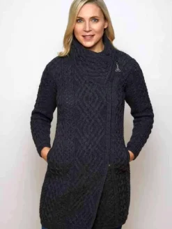 Sale Sweater Shop Womens Aran sweater Coat side zip