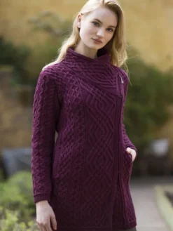 Sale Sweater Shop Womens Aran sweater Coat side zip
