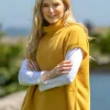 Hot Sweater Shop Wool & Cashmere Short Sleeve Sweater Mustard (One Size)
