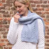 Online Sweater Shop Wool and Cashmere Aran Scarf Sky Blue