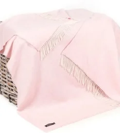 Online Sweater Shop Wool and Cashmere Baby Pink Throw Col: 1430